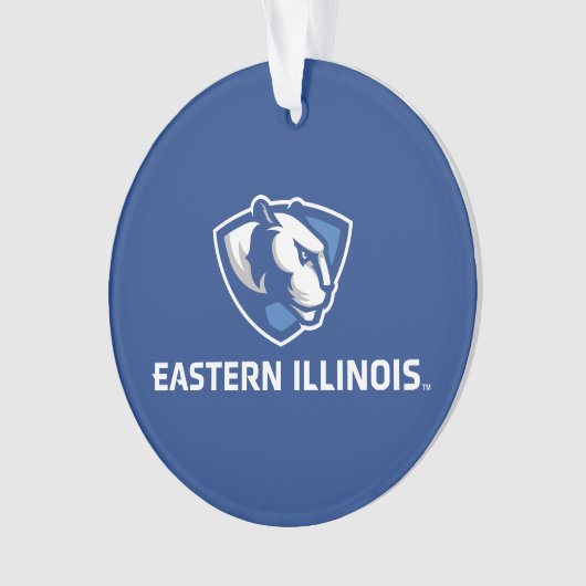 イリノイ州東部のPanthersヘッドとWordmarkロゴ オーナメント (正面)