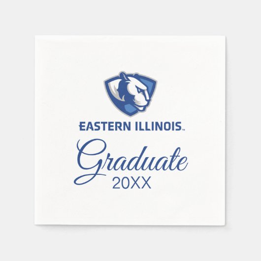 イリノイ州東部のPanthersヘッドとWordmarkロゴ スタンダードカクテルナプキン (正面)