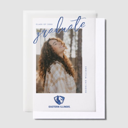 イリノイ州東部のPanthersヘッドとWordmarkロゴ ベラム紙招待状 (オフセット)