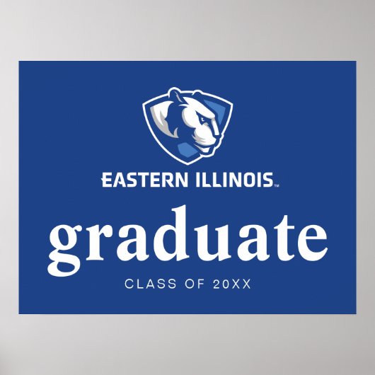 イリノイ州東部のPanthersヘッドとWordmarkロゴ ポスター (正面)