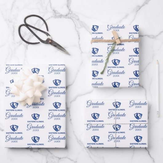 イリノイ州東部のPanthersヘッドとWordmarkロゴ ラッピングペーパーシート (正面)