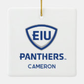 イリノイ州東部のPanthers Shield & Wordmarkロゴ セラミックオーナメント (裏面)