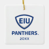 イリノイ州東部のPanthers Shield & Wordmarkロゴ セラミックオーナメント (正面)