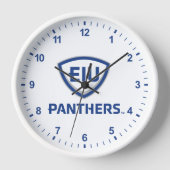 イリノイ州東部のPanthers Shield & Wordmarkロゴ 壁時計 (正面)