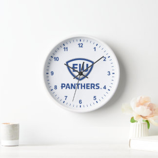 イリノイ州東部のPanthers Shield & Wordmarkロゴ 壁時計