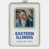 イリノイ州東部ワードマークロゴ2 シルバープレートフレームオーナメント (正面)