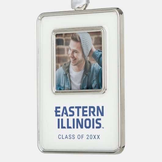 イリノイ州東部ワードマークロゴ2 シルバープレートフレームオーナメント (左)