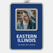 イリノイ州東部ワードマークロゴ シルバープレートフレームオーナメント (正面)