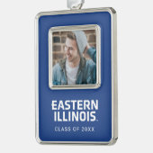 イリノイ州東部ワードマークロゴ シルバープレートフレームオーナメント (左)