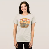 イリノイ州歴史的ルート66ヴィンテージ トライブレンドTシャツ (正面全面)