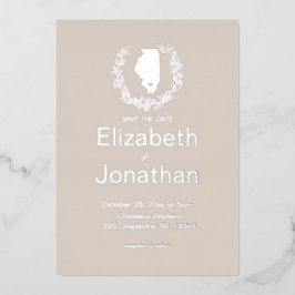 イリノイ州行き先結婚式 箔招待状