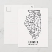 イリノイ州 アメリカ 地図 - プレーリー州の地図 ポストカード (正面/裏面)