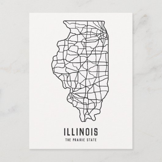イリノイ州 アメリカ 地図 - プレーリー州の地図 ポストカード (正面)