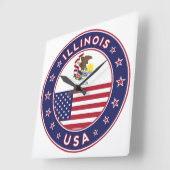 イリノイ州、イリノイ州Tシャツ、イリノイ州のステッカー スクエア壁時計 (傾斜)