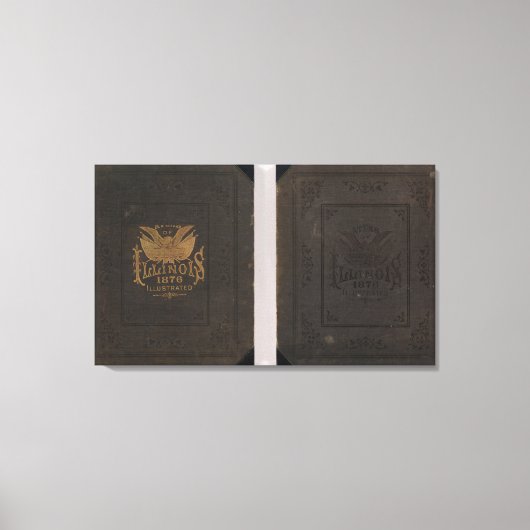 イリノイ州，州地図 キャンバスプリント (正面)