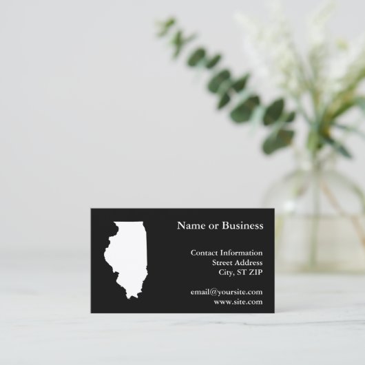 イリノイ州(白と黒) 名刺 (スタンド正面)
