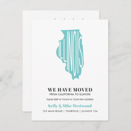 イリノイ新しいアドレスを移動した新しいホーム ポストカード (正面/裏面)