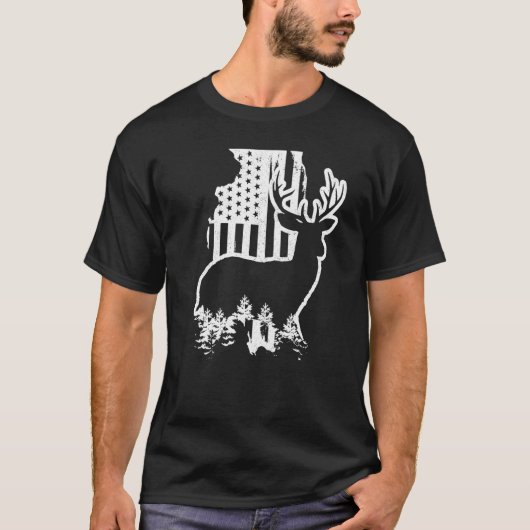 イリノイ狩り州マップ米国国旗Patriotic H Tシャツ (正面)