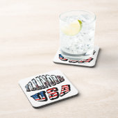 イリノイ米国国旗と州フォト文字 コースター (右側)