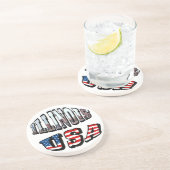 イリノイ米国国旗と州フォト文字 コースター (側面)