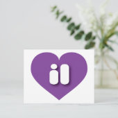 イリノイ紫ハート – 私はilを愛する ポストカード (スタンド正面)