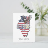 イリノイ統一された州イーグルレトロ地図ヴィンテージUSA シーズンポストカード (スタンド正面)