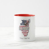 イリノイ統一された州イーグルレトロ地図ヴィンテージUSA マグカップ (中央)