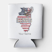 イリノイ統一された州イーグルレトロ地図ヴィンテージUSA 缶クーラー (正面)