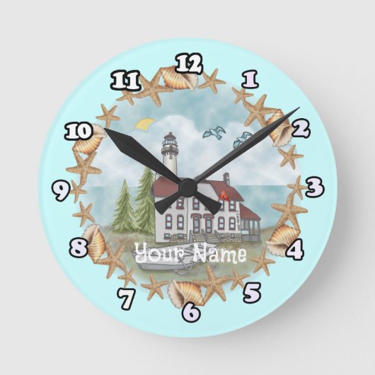 イリノイ貝類灯台時計 ラウンド壁時計 (正面)