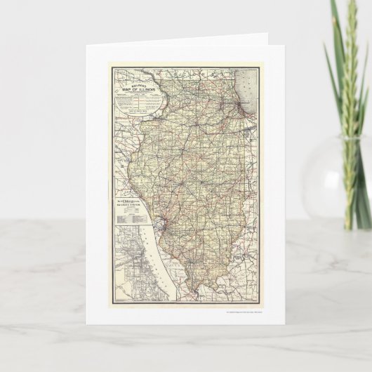 イリノイ1898年の鉄道地図 カード (正面)