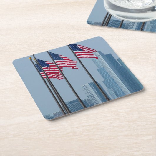 イリノイ、シカゴ。 海軍桟橋、米国は飛行に印を付けます スクエアペーパーコースター (アングル)