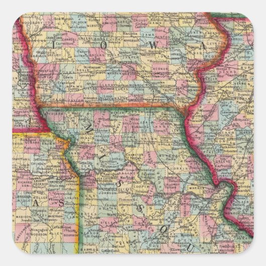 イリノイ、ミズーリ、アイオワ、ネブラスカ、カンザス スクエアシール (正面)