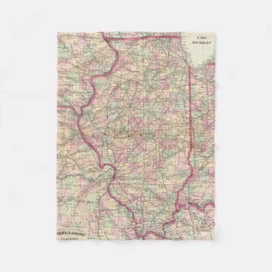 イリノイ(1874年)のヴィンテージの地図 フリースブランケット (正面)