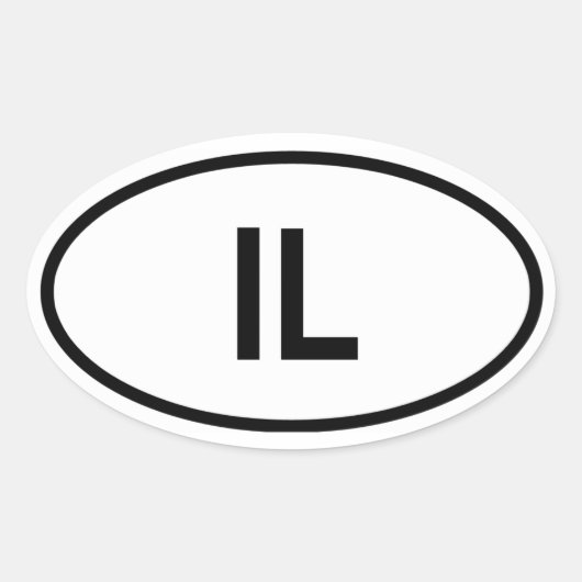 イリノイ「IL」 楕円形シール (正面)