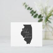 イリノイI Like It Here州状の黒板 ポストカード (スタンド正面)