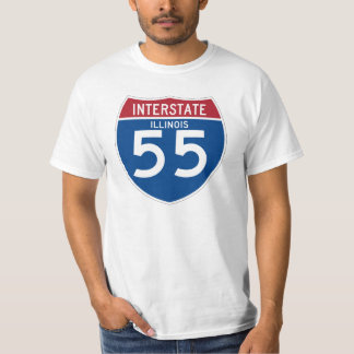 イリノイIL I-55の州間幹線道路の盾- Tシャツ