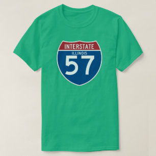 イリノイIL I-57の州間幹線道路の盾- Tシャツ