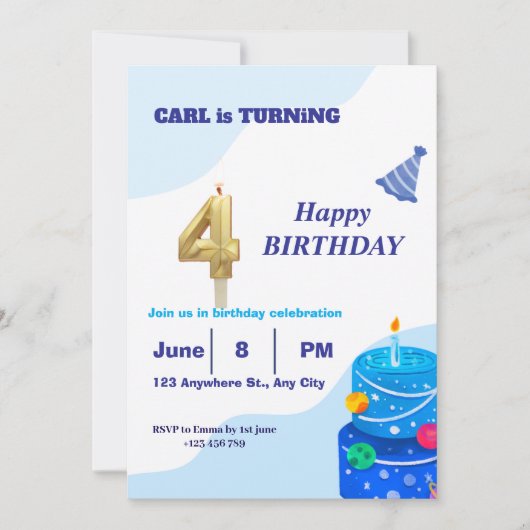 イリモダンガントブルー誕生日招待状 シーズンカード (正面)