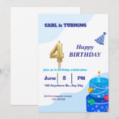 イリモダンガントブルー誕生日招待状 シーズンカード (正面/裏面)
