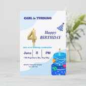 イリモダンガントブルー誕生日招待状 シーズンカード (スタンド正面)