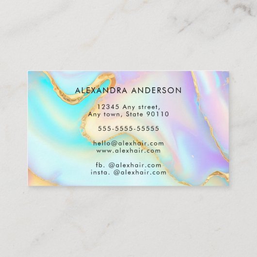 イリモダンディジェスパステル&金ゴールド大理石 名刺 (裏面)