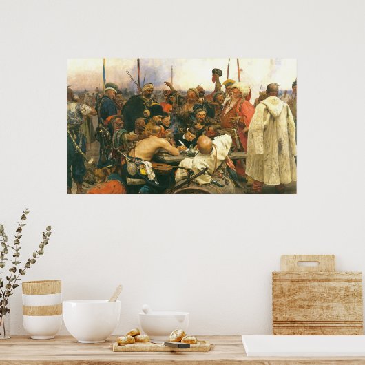 イリヤ・エフィモービッチ・レピンによるザポロツィアのコサック ポスター (キッチン)