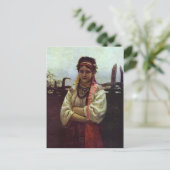 イリヤ・レーピン - フェンスの少女（ウクライナの少女） ポストカード (スタンド正面)