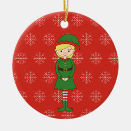 イリュシマクリスマスガール小妖精や小人スノーフレークスレッド セラミックオーナメント