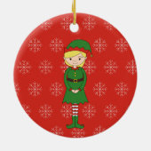 イリュシマクリスマスガール小妖精や小人スノーフレークスレッド セラミックオーナメント (裏面)