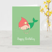 イリュシマコットンキャンディマーメイドグリーン誕生日カード カード (黄色い花)