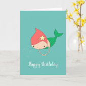 イリュシマコットンキャンディマーメイドターコイズ誕生日 カード (黄色い花)