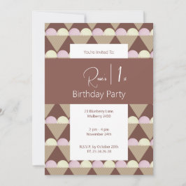 イリュシマストロベリーバニラアイスクリーム1st誕生日 招待状