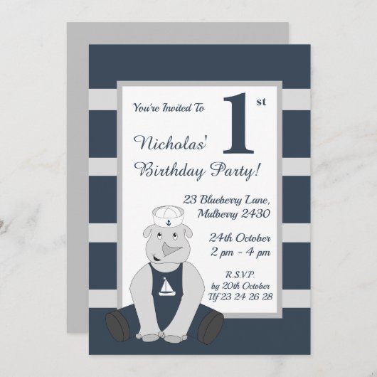 イリュシマセーラーリーノボーイズブルーバースデーパーティー 招待状 (正面/裏面)