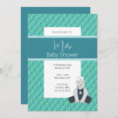 イリュシマターコイズフローラセーラーラインノベビーシャワー 招待状 (正面/裏面)